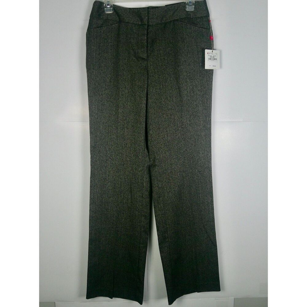 RAFELLA CURVY WOMEN'S BLACK & TAN LONG PANTS. SIZE 4